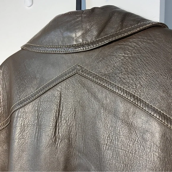 Vintage Olympic Long Leather Coat, Removable Faux Fur Liner - Picture 6 of 16